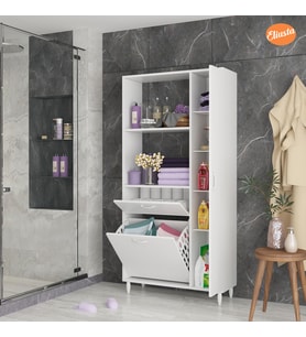 Modilayn Mutfak Dolabı Sepetli Kirli Camasır Dolabı Banyo Dolabı 5 Raflı Cok Amaclı Dolap