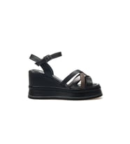 VENÜS Kadın Hakiki Deri Dolgu Topuklu Günlük Sandalet 25y 2510902y Z Siyah/platin (Platin - Siyah)