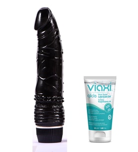 Kademeli Ayarlanabilir Güçlü Titreşimli 19 Cm Siyah Vibratör+Jel