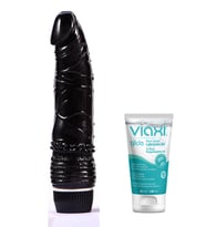 Kademeli Ayarlanabilir Güçlü Titreşimli 19 Cm Siyah Vibratör+Jel