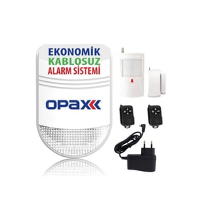 OPAX Bgr-06 Ekonomik Kablosuz Alarm Sistemi (siren+pır+manyetik Kontak+2 Adet Kumanda+adaptör)