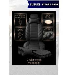 suzuki vitara 2006 Koltuk ve Kılıf uyumlu Lüks Minder Siyah Yastık 2 Minder 2 Yastık
