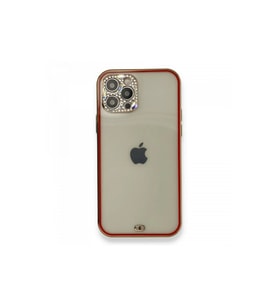 Apple İphone 12 Pro Kılıf Liva Taşlı Silikon - Kırmızı