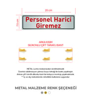 MeyArt Sac Levha PERSONEL HARİCİ GİREMEZ Kapı Yönlendirme Arkası Çift Taraflı Bant 20x7,5cm