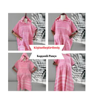 Kişiye Özel Baskılı Kapüşonlu Plaj Pançosu  İsim Yazılı Pamuklu Havlu Poncho Unisex Peştamal Kumaş (Pembe)
