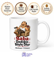 Babalar Günü Komik Baba Tipi Kupa Bardak Esprili Hediye Porselen