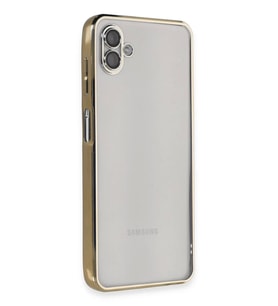 Newface Samsung Galaxy A04 Kılıf Razer Lensli Silikon - Gold