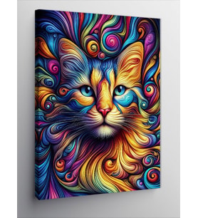 Kanvas Tablo Renkler Ve Kedi