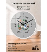 İsme Özel Orman Figürleri Çocuk Odası Duvar Saati Orta Boy 30 cm Beyaz Camlı Sessiz