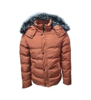 Zagmen Z01325 Erkek Kapüşonu Kürklü İçi Peluşlu Şişme Mont - Z01325 - Siyah - ST01325-Siyah-M (Kiremit)