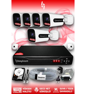 Bayicam 5 Kameralı Zebra 5 Dış Kamera Set 320 GB 5 MP Full HD Gece Görüşlü Güvenlik Kamerası Sistemi