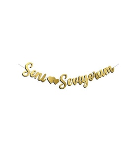 Kaligrafi Banner Gold Seni Seviyorum