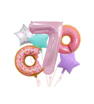 6 Adet Donut Balon Seti Numaralı Yıldız Donut Folyo Balon yaş Doğum Günü Partisi Dekoru