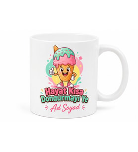 Dondurmalı Komik Baskılı Kupa Bardak Eğlenceli Hediye Porselen Mug