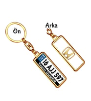 Kişiye Özel Plaka Metal Anahtarlık   Honda Metalik 2 Logo (Altın)