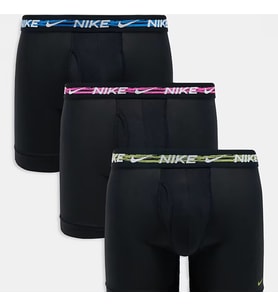 Nike Dri Fit Ultra Stretch 3 Pack Micro 3 lü Paket Kısa Boxer Siyah 3 Renk Bantlı