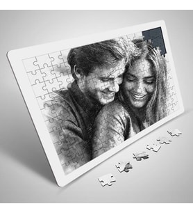 Sevgililere Özel Karakalem Resim Efektli 240 Parça Kişiye Özel Puzzle