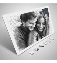 Sevgililere Özel Karakalem Resim Efektli 240 Parça Kişiye Özel Puzzle