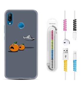 Huawei P20 Lite Mate 10 20 Lite Pro P40 Lite KılıfKablo Koruma Spiral Silikon Orange Escape 1374