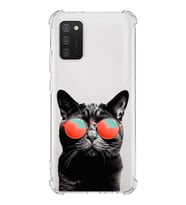 PrintiFy Samsung Galaxy A02s Uyumlu Kedi 3 Baskılı Şeffaf Köşe Korumalı Antişok Kılıf