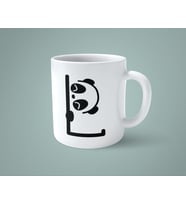 L Harfi Panda Alfabe Baskılı Kupa Bardak