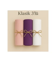 Penye Pamuksu Şal Klasik 3 lü Set (Pudra)
