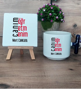 Öğretmene Hediye Canım Öğretmenim Hediye Seti Kupa Bardak T Kulplu ve Dekoratif Taş Öğretmenler Günü Hediyesi (Model 2)
