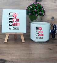 Öğretmene Hediye Canım Öğretmenim Hediye Seti Kupa Bardak T Kulplu ve Dekoratif Taş Öğretmenler Günü Hediyesi (Model 2)