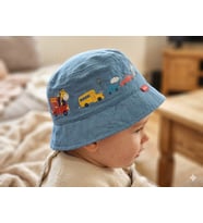 Kitti 1-4 Yaş Tren Figürlü Erkek Çocuk Fötr Şapka (Mavi)