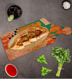 BK Gift Modern Art Tasarımlı Dikdörtgen Şeklinde Doğal Ahşap Servis ve Sunum Tabağı Model 1