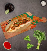 BK Gift Modern Art Tasarımlı Dikdörtgen Şeklinde Doğal Ahşap Servis ve Sunum Tabağı Model 1