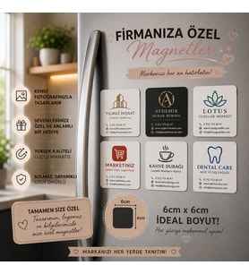 6'lı Kare Fotoğraf Magneti İş Yerine Kişiselleştirilebilir Kurumsal Anı Hediye Seti