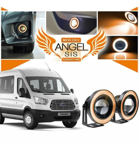 Ford Transit Tüm Modeller Uyumlu, Universal Mercekli Led Angel Sis Farı, 76mm Turuncu Renk