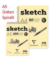 Clairefontaine Ivory Sketch Eskiz Defteri A5 Üstten Spiralli 90 gr. 100 Yaprak 