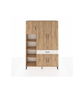Arges Dolap 8 Raflı Tek Çekmeceli 5 Kapaklı 132x30x195 Çam-Çam/Aytaşı