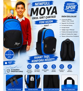 NEWFULL MOYA OKUL SIRT ÇANTASI (YENİ SEZON)-EKONOMİK (Mavi)