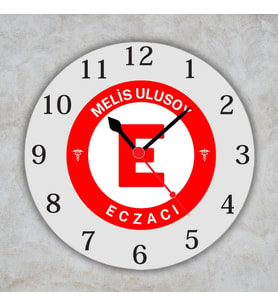 Eczacı Logolu Ve İsimli Ofis Duvar Saati - Eczaneye Özel Metal Saat