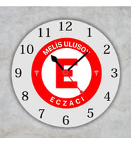 Eczacı Logolu Ve İsimli Ofis Duvar Saati - Eczaneye Özel Metal Saat
