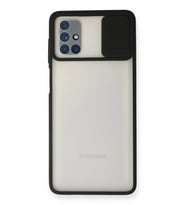 Newface Samsung Galaxy M51 Kılıf Palm Buzlu Kamera Sürgülü Silikon - Siyah
