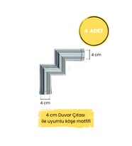 Dekoratif Polimer 4 cm Duvar Çıtası Uyumlu Köşe Motifi (Gümüş)