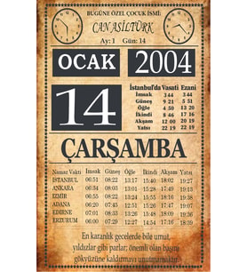 KİŞİYE ÖZEL TAKVİM POSTERİ
