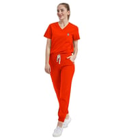JOGGER- Kadın Likralı Turuncu Üniforma Takımı (Çok Renkli)