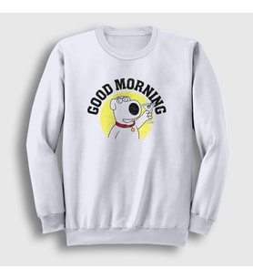 Presmono Unisex Beyaz Morning Brian Griffin Family Guy Sweatshirt 300667tt
