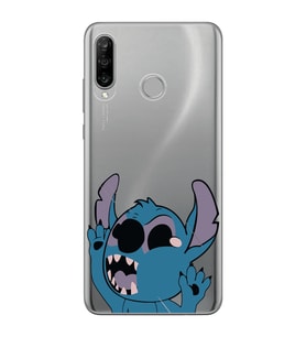 Huawei P30 Lite Uyumlu Stitch Desenli Şeffaf Telefon Kılıfı