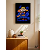 Naruto Mavi Anime Poster, Siyah Çerçeveli Duvar Tablosu - Anime Severlere Özel Hediye