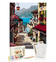 Sayılarla Boyama Seti 40 x 50 cm Tuval Şasesine Gerili Nostalji Sokak
