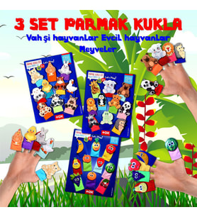 3 Set - 30 Parça Tox Evcil , Vahşi Hayvanlar ve Meyveler Parmak Kukla T772 T782 T105