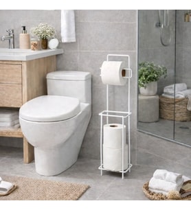 River World Tuvalet Kağıtlığı Yedek Hazneli Standlı Rengi Beyaz