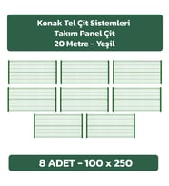 KONAK TEL ÇİT SİSTEMLERİ 8 ADET TAKIM PANEL ÇİT (8 ADET 100 CM X 250 CM PANEL ÇİT VE 8 ADET PANEL ÇİT DİREĞİ 100 CM) (Yeşil)