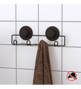 Vakumlu Banyo Tuvalet Havlu Askısı 4 Kancalı Siyah
